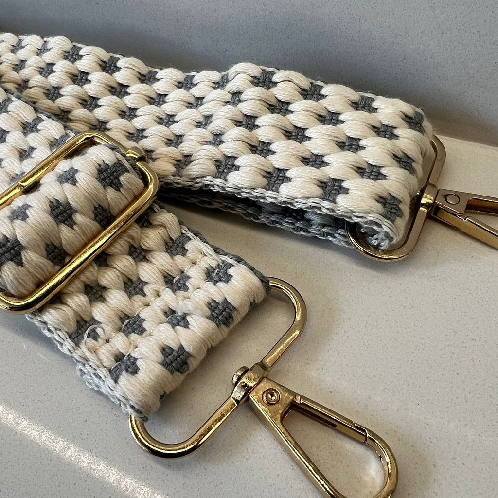 Suprene Bags Handbag & Wallet Accessories Bag Strap - Woven Beige and Grey