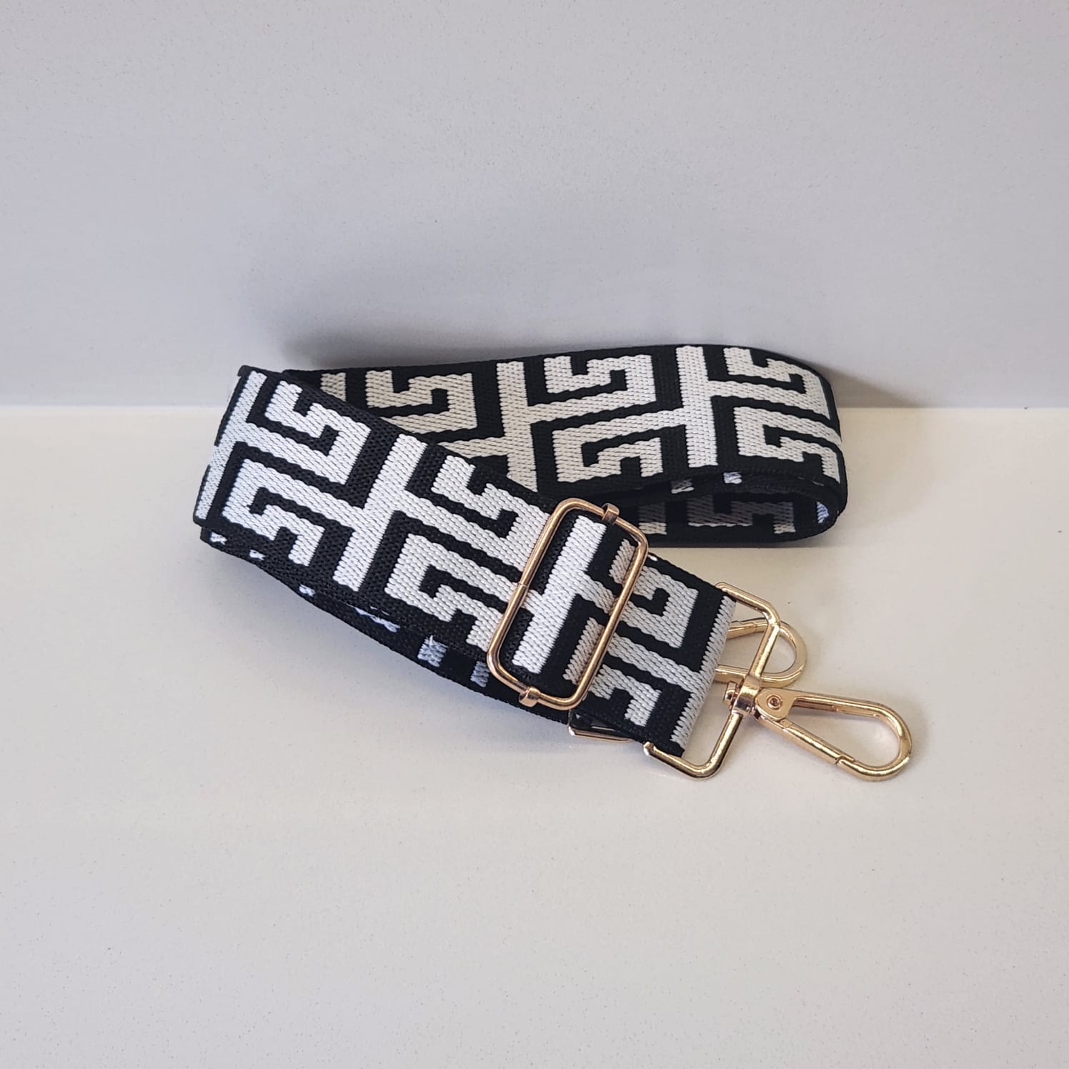 Suprene Bags Handbag & Wallet Accessories Black and White Bag Strap - Celtic Weave