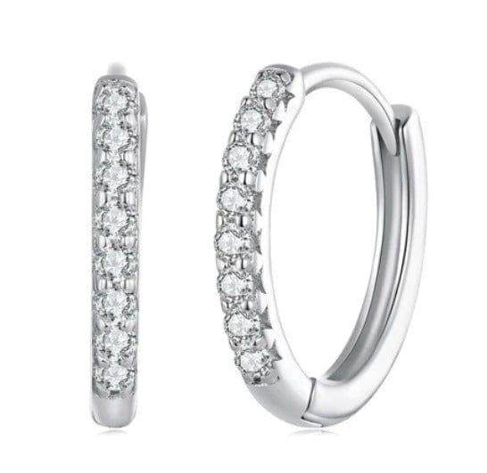 Moissanite Huggie Earrings 925 Sterling Silver 3-layer white gold plating 1.3cm