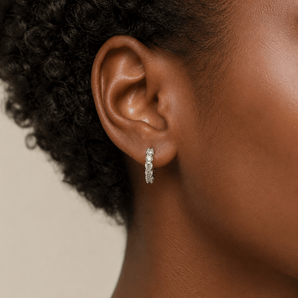 Suprene Collective Earrings 13 Stone Moissanite Huggie Earrings