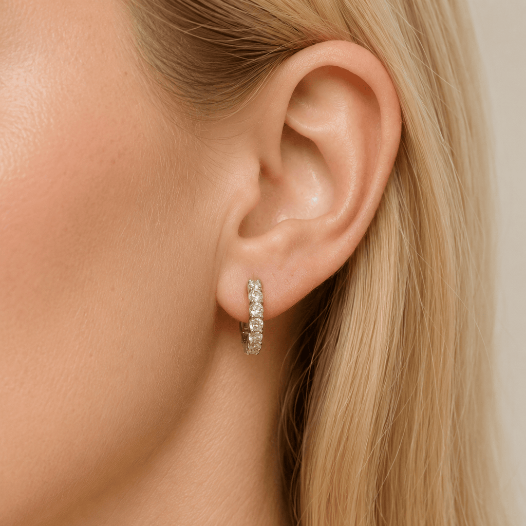 Suprene Collective Earrings 13 Stone Moissanite Huggie Earrings