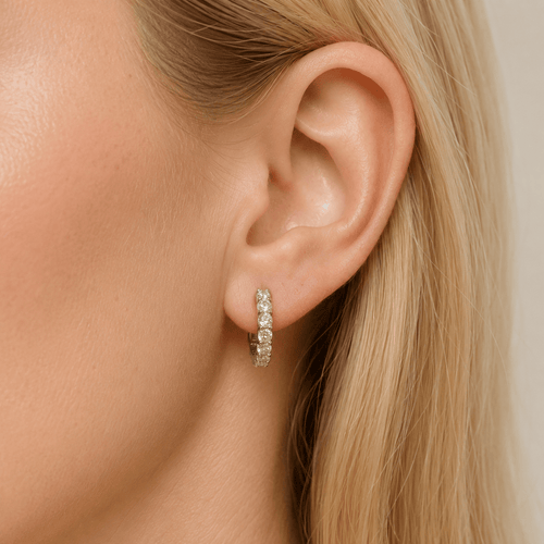 Suprene Collective Earrings 13 Stone Moissanite Huggie Earrings