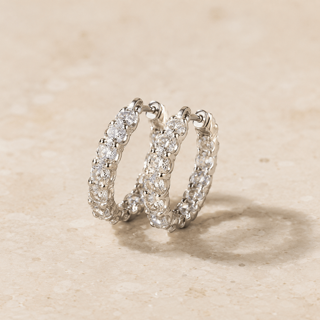 Suprene Collective Earrings 13 Stone Moissanite Huggie Earrings