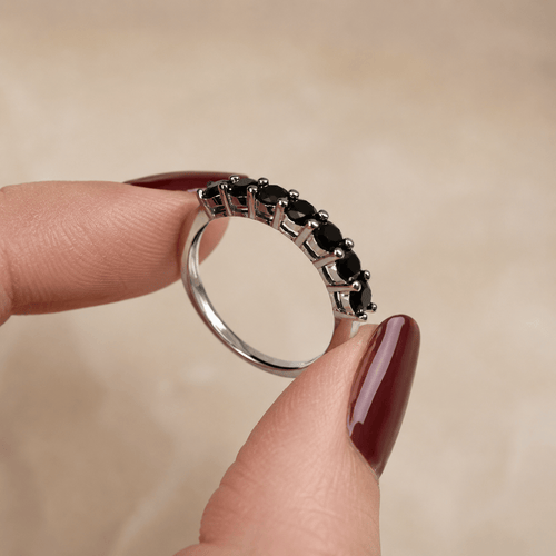 Suprene Collective Rings Black Half Eternity Moissanite Ring