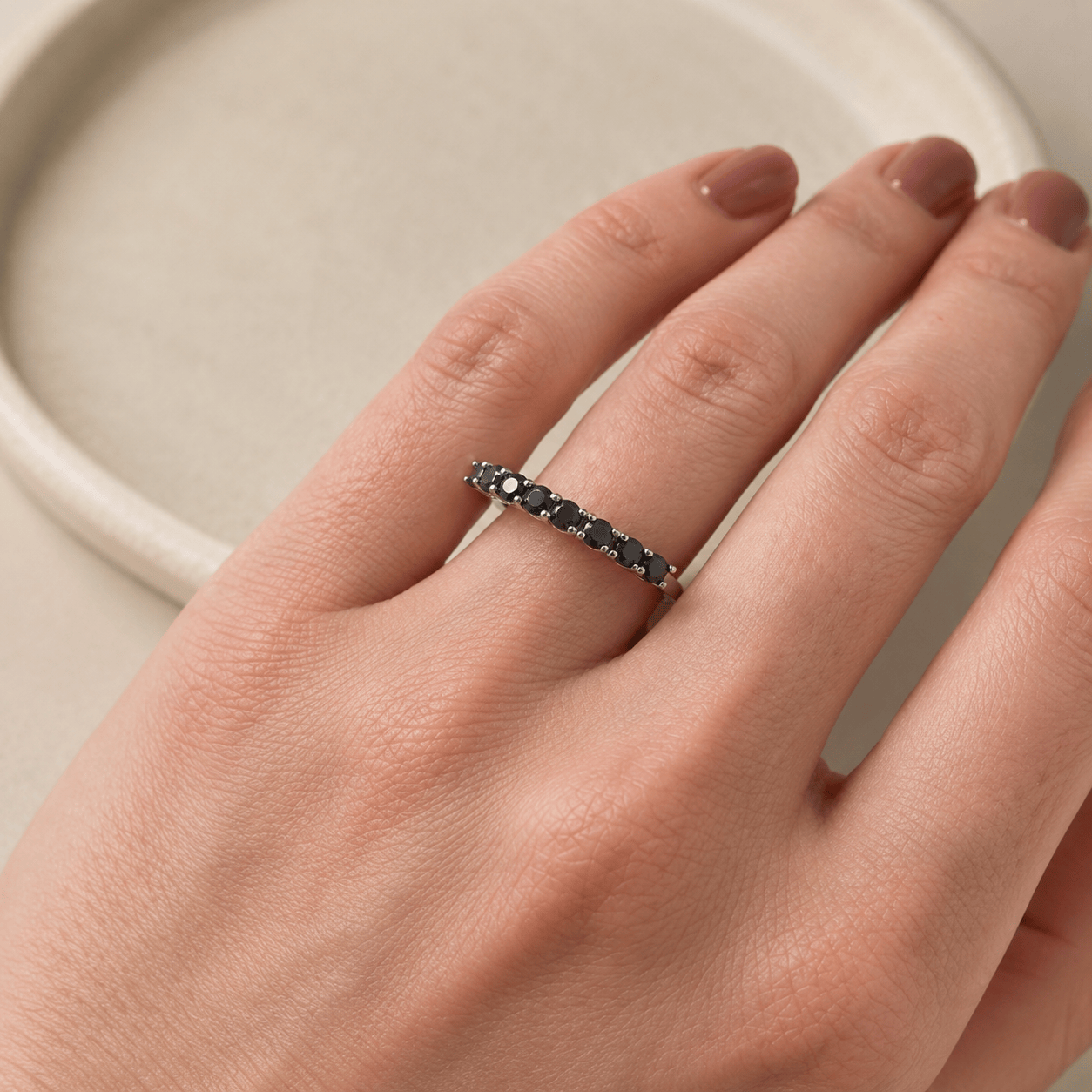 Suprene Collective Rings Black Half Eternity Moissanite Ring