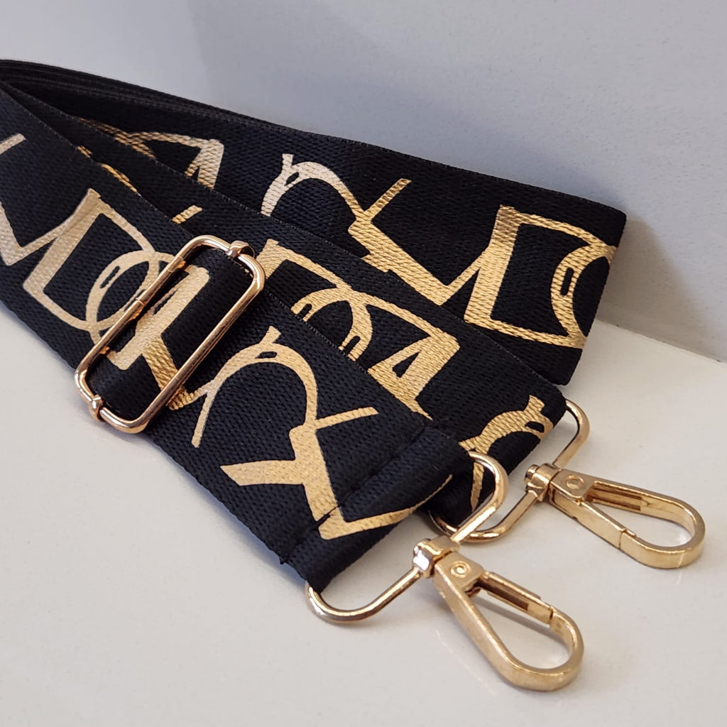 Suprene Bags Bag Accessories Black Stirrup Pattern Bag Strap Collection