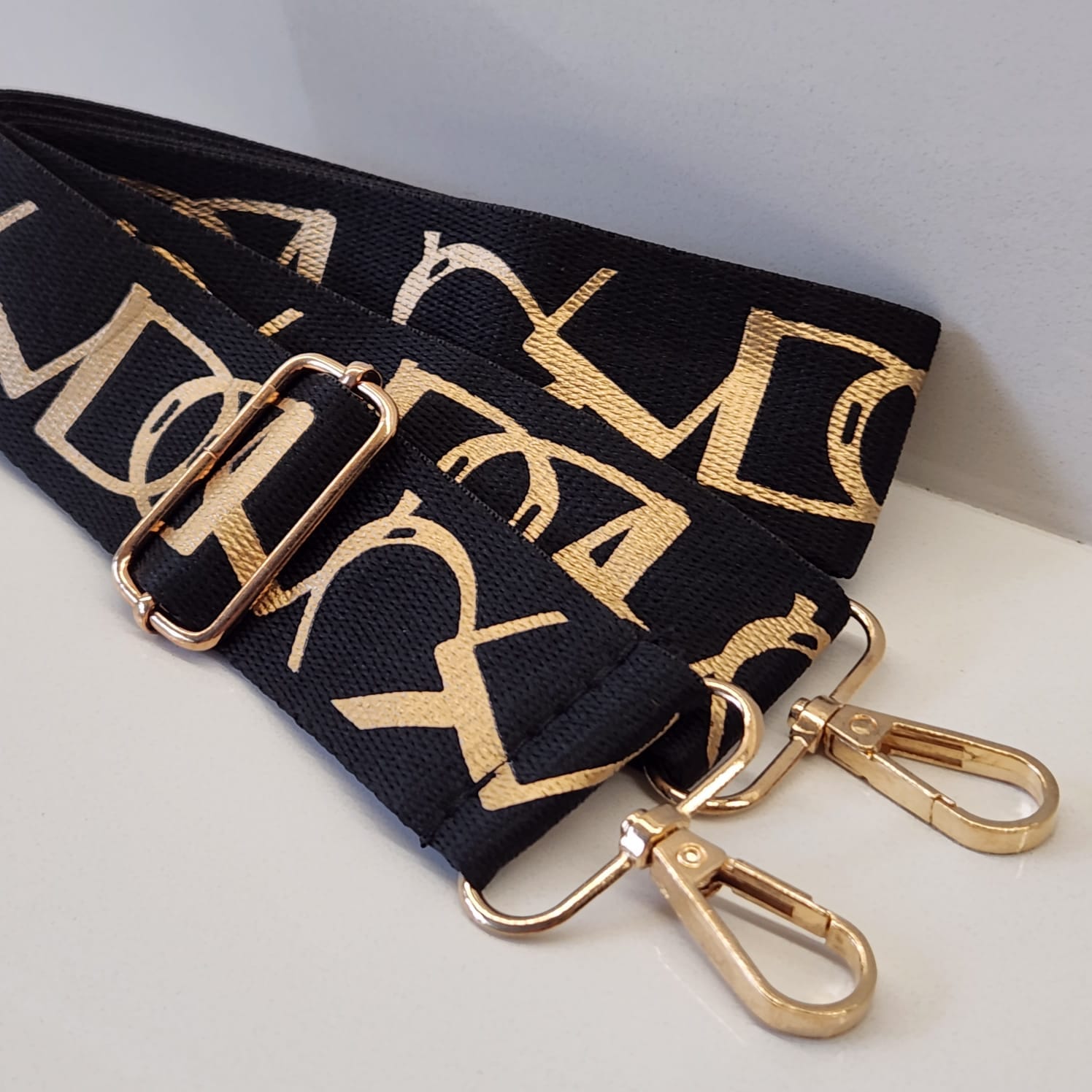 Suprene Bags Bag Accessories Black Stirrup Pattern Bag Strap Collection