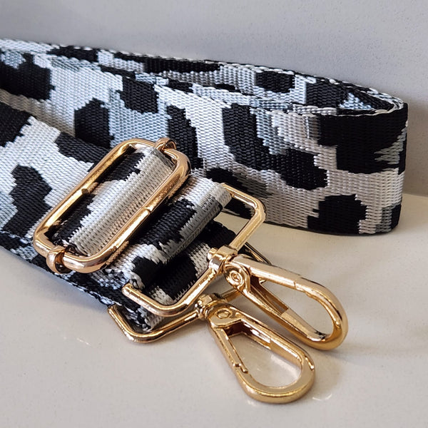 Suprene Bags Bag Accessories White and Silver Bag Strap - Leopard White and Silver