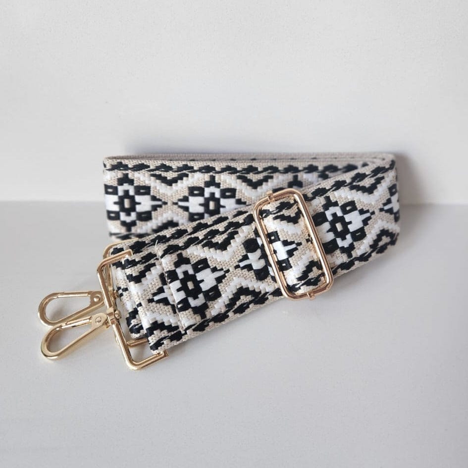 Suprene Bags Black White Beige Bag Strap-Vintage Pattern Collection
