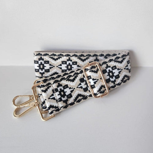 Suprene Bags Black White Beige Bag Strap-Vintage Pattern Collection