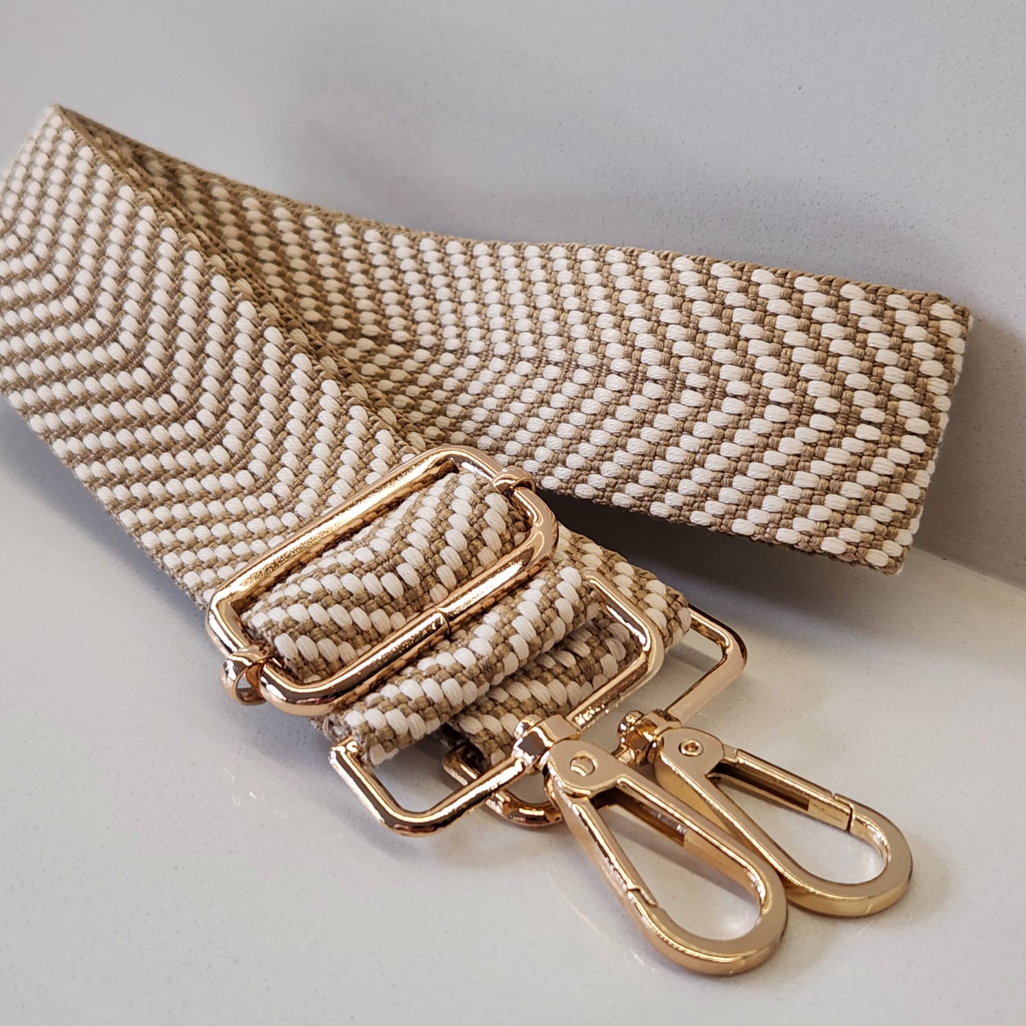 Suprene Bags Handbag & Wallet Accessories Beige Bag Strap - Chevron