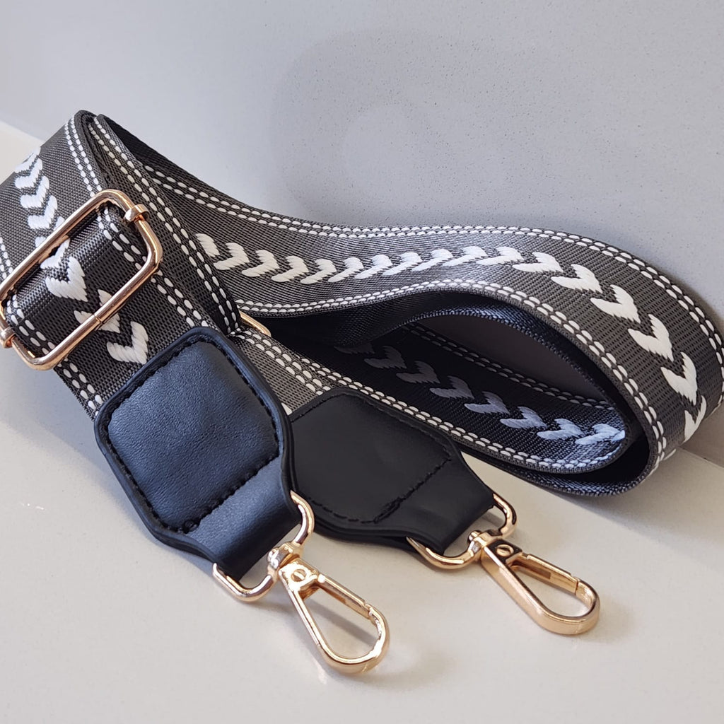 Suprene Bags Handbag & Wallet Accessories Grey Bag Strap - Arrow