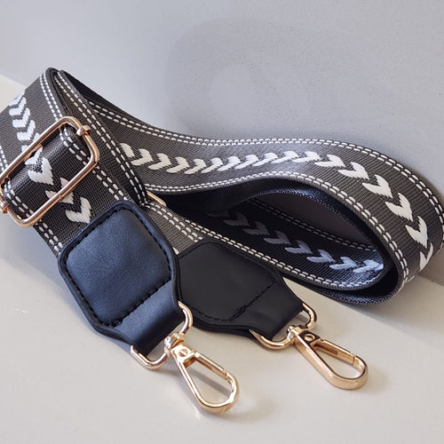 Suprene Bags Handbag & Wallet Accessories Grey Bag Strap - Arrow