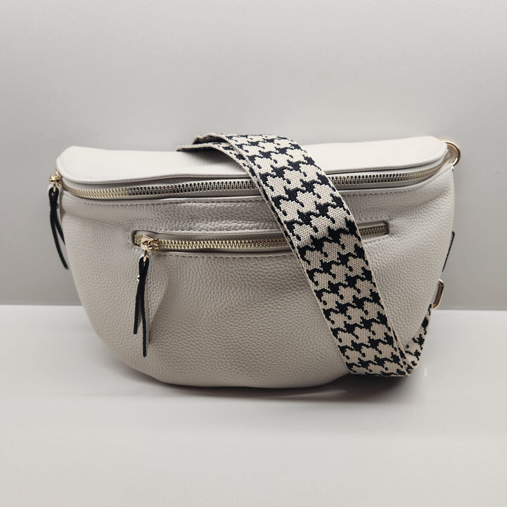 Suprene Bags Handbags Beige Double Zipper Compact - Gold Hardware