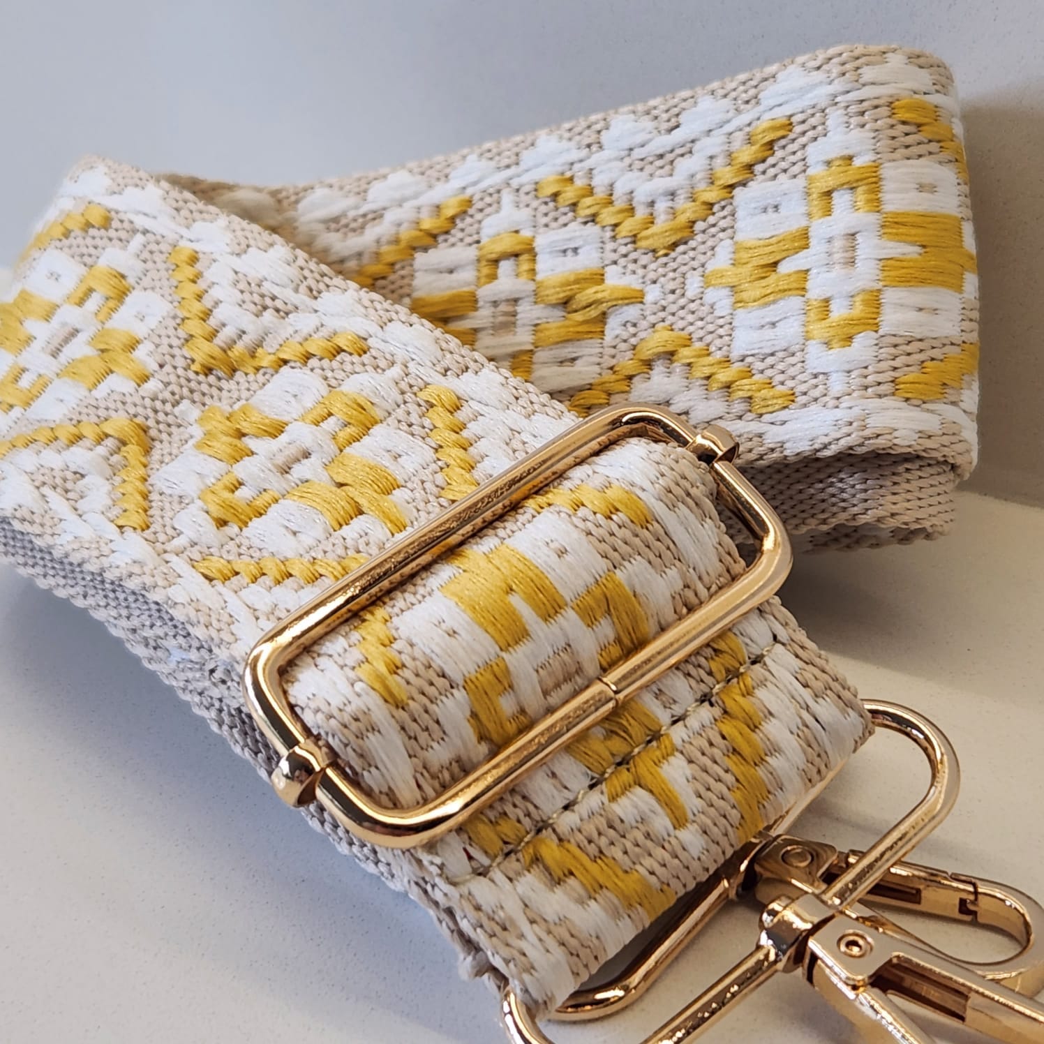 Suprene Bags White & Yellow Bag Strap-Vintage Pattern Collection